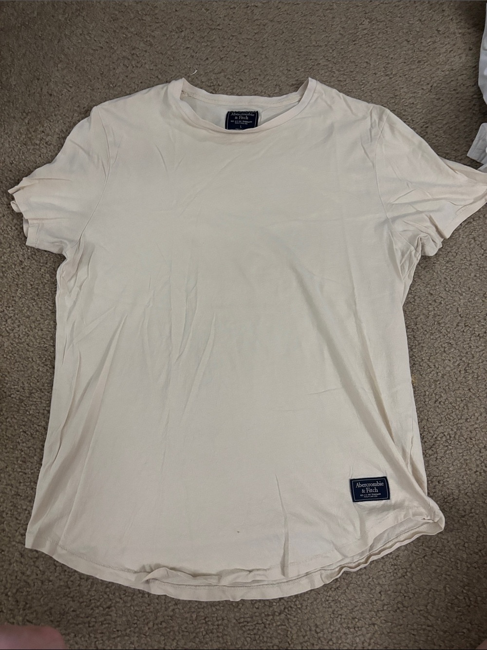 Abercrombie & Fitch Men's Cream Crewneck Tee